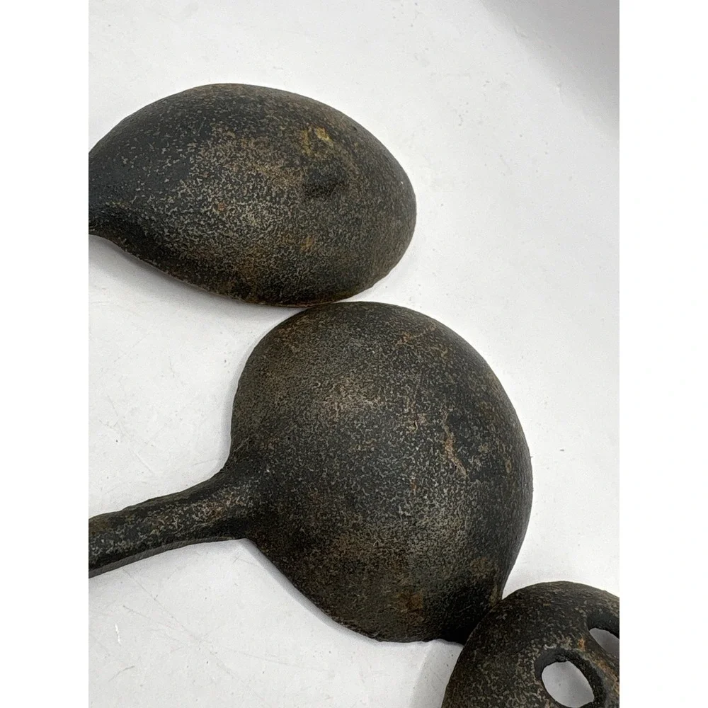 Vintage 4 Piece Cast Iron Kitchen Utensils Hanging Rustic Primitive Patina Farm